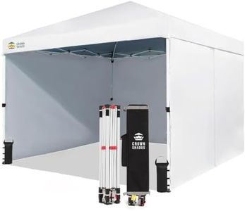 CROWN SHADES 10X10 Commercial Pop Up Canopy Tent with Sidewalls, White | 300D Silver-Coated Fabric, UPF 50+, STO-N-Go Bag, One Push Instant Event Shelter for Events, Parties, Camping