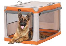 A 4 Pet Extra Large Dog Crate, 40Inch Dog Travel Crate with Adjustable Steel Frame, Easy On The Go, Easy to Stow, Chew Proof & Lightweight Fabric Soft Dog Crate, Orange