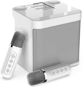 FULLIFE Karaoke Machine for Adults/Kids, 3000mAh Portable Bluetooth Karaoke Speaker with 2 Wireless Microphones, HD Karaoke PA System with Echo/Vocal Cut, Supports TF/USB/AUX-in, for Home Parties