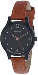 Sonata Essentials Black Dial Women Watch With Leather Strap-NS87030PL04W