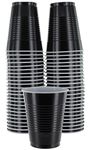 Disposable Plastic Cups, Black Colored Plastic Cups, 18-Ounce Plastic Party Cups, Strong and Sturdy Disposable Cups for Party, Wedding, Thanksgiving Day, Christmas, Halloween Party Cup, 50 Pack - By Amcrate