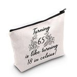 JNIAP Grandma Mother Birthday Cosmetic Bag Turning 60/65/70 Birthday Makeup Bag Birthday Party Gift for Women (Turning 65 Bag)