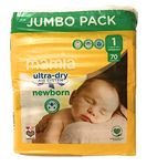 ALDI Mamia Newborn Nappies, Size 1, Jumbo Pack (70 Nappies), Ultra Dry Air System