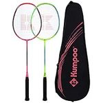 KUMPOO Professional Badminton Racket Set of 2, Lightweight Badminton Rackets, High Tension String Full Carbon Fiber Shaft Badminton Racket with Racket Cover Bag