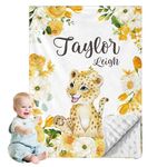 Personalized Baby Blanket for Boys, Custom Name with Lion Designs, Soft Flannel with Double Layer Dotted Backing, Receiving Swaddle Blanket Suitable for Infants and Toddler(47”x60)