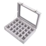 LANTWOO 24 Grids Velvet Glass Ring Earrings Jewelry Box Earrings Organiser Storage Holder Display Case