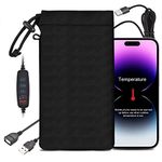 COOWOO Cellphone Heating Bag Case Fast Warming USB Smart Phone Warmer Pouch Prevent Auto Switching Off in Extremely Cold Condition Fits to Universal Mobile Phones Black (CHWP-01)