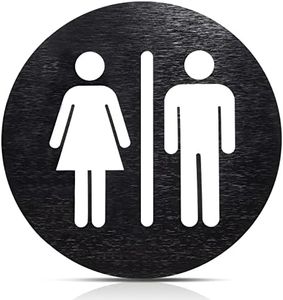 Men and Women Bathroom Sign 7.87 x 7.87 Inch Metal Unisex Restroom Door Signs Decor for Office Businesses Restaurant Home Bathroom Wall Decor Adhesive Backed (Black)