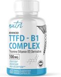 TTFD Thiamine B1 Supplement - 100mg 60 Servings - Thiamine TTFD Supplement - With 8mg Magnesium - No Toxic Fillers - TTFD Thiamine Tetrahydrofurfuryl Disulfide - Third Party Lab Tested