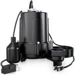 LANCHEZ 1.5 HP 53FT Submersible Sewage/Effluent Pump, 4300 GPH Heavy Duty Cast Iron Sump Pump with Automatic Tethered Float Switch, Idea for Sump Basin, Basement, Residential, 2" NPT Discharge