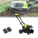 HIMNA PETTR Cordless Portable Electric Tiller, Cultivation Depth 18cm (7.1in), Farming Width 36cm (14.2in), Electric Roto Tillers for Garden, Lawn, Greenhouse