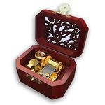 BinkeGG Wooden Hollow Out Rectangle Wind up Music Box with Sankyo Musical Mechanism Tune: La Vie En Rose