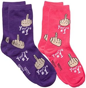 Foozys Women's Crew Socks | Cute Fun You're #1 Themed Novelty Socks | 2 Pair