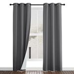 NICETOWN Grey Filter Mountain Fires, Sandstorms, Smog Curtain Panels, 100% Blackout Noise Insulation Drapes for Dining Room, Thermal Insulated Guest Room Lined Window Dressing (42 x 84 inch)