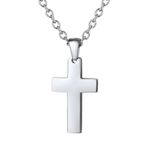 PROSTEEL Small Cross Pendant Necklace 316L Stainless Steel Crucifix Chain Women Men Gift