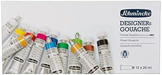 Schmincke - Designers gouache, 12 x 20 ml tubes, 72 014 097, 12 shades, cardboard set, streak-free, maximum coverage, colour-intensive and velvety matte