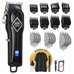 GLAKER Hair Clippers for Men - Cordless Professional Barber Clipper Hair Cutting Kit with 11 Guide Combs for Haircut, Trimming & Grooming (Black)