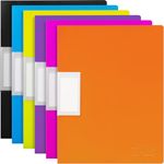 H&S A4 Display Folders - Set of 6 - Presentation Folder with 30 Plastic Sleeves - Document Display Book with Pockets - Assorted Colours - Black, Blue, Purple, Yellow, Orange, Pink