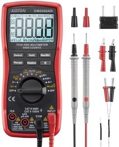 AstroAI Digital Multimeter TRMS 6000 Counts Volt Meter Ohmmeter Auto-Ranging Tester; Accurately Measures Voltage Current Resistance Diodes Continuity Duty-Cycle Capacitance Temperature, Black