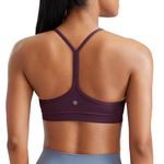 CRZ YOGA Butterluxe Womens Sports Bra - Padded Racerback Low Impact Spaghetti Thin Strap Workout Yoga Top Deep Purple Medium
