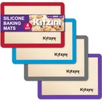 Kitzini Silicone Baking Mat Set. Non-Stick Reusable Silicone Mats for Baking. 4 Half Baking Sheets. BPA Free Professional Grade Silicon Baking Sheet. Silicone mat, Baking Pastry mat, Reusable Baking