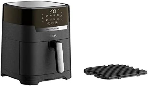 Tefal EY5058 Easy Fry & Grill Heißluftfritteuse | 2-in-1 Technologie (Air Fryer und Grill) | Digitales Display | 4,2 Liter für 6 Portionen | 8 Kochprogramme | energiesparend | ohne Öl | Schwarz, XL