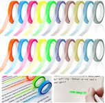 TTONPFA 20 Rolls Highlighter Tape Transparent Marking Sticker, 6 mm x 5 m Highlight Strips, Removable Fluorescent Coloured Tags, Coloured Transparent Adhesive Tape for School Office Home