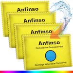 Anfinso 4 Pack X 100 Gram Rechargeable Desiccant Silica Gel Packets, Moisture Absorbers Desiccant Dehumidifier Bags for Gun Safes, Closet, Cars, Totes, Storage Bins, Reusable