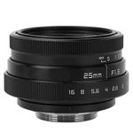 CCTV Lens,25mm F1.8 Mini CCTV Lens,C Mount Wide Angle Lens for Sony Nikon DSLR (Black)