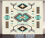 Ambesonne Southwestern Curtains, Ethnic Illustration of a Zigzags Design Triangular Iconic Artwork Motifs, Living Room Bedroom Window Drapes 2 Panel Set, 108" X 90", Pale Yellow