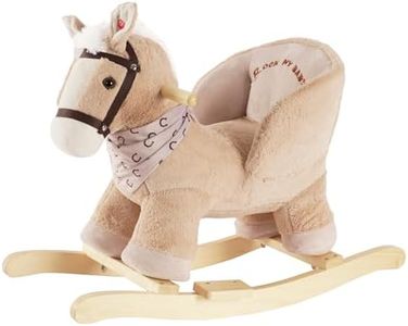Rock My Baby Rocking Horse, Baby Animal Rocking Horse with Seat, Ride on Horse, Plush Rocking Horse with Realistic Sound, Wooden Rocking Horses Ages 1-3 (Caramel Color Horse), CPC Certified