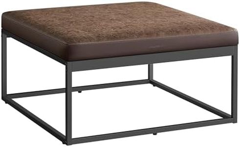 SONGMICS HOME LUIZ Collezione - Panca Imbottita, Tavolino da Salotto Quadrato, Poggiapiedi, Piano Reversibile, Sgabello, Struttura in Acciaio, Portata 300 kg, Soggiorno, Marrone Noce LOM077K01