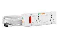 Bitcorp Extension Cord 15A 16A 20A for Multiple Small and Heavy Duty Appliances 2 Way Multi Outlet 3 Pin Plug 2 Switch (2500W) Spike Guard Power Strip with 15 Meter Long Cable Cord (White)