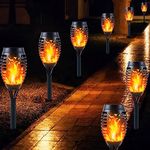 Solar Lights Outdoor Garden, 8 Pack Solar Flame Lights LED Warm Flickering Flames Waterproof Solar Torch Lights Garden Ornaments Landscape Lighting Auto On/Off for Pathway Yard Patio Decoration (Warm)