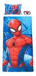 Jay Franco Marvel Spiderman 3 Piece Sleepover Set - Cozy & Warm Kids Slumber Bag with Pillow & Eye Mask (Official Marvel Product)