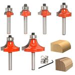 Sinoprotools Roundover&Beading Router Bits,6Bits Edge Forming Router Bit Set,Corner Rounding Router Bits 1/4 Inch Shank with 6pcs Beading Bearings, Radius - 1/16" 1/8" 3/16" 1/4" 3/8" 1/2"