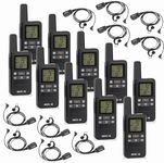 Retevis RB667 Walkie Talkies for Adults, PMR446 2 Way Radio Rechargeable USB-C, Group Call, 1600mAh, VOX Professional Security Walkie Talkie with Earpieces for School, Hotel (10 Pcs, Black)