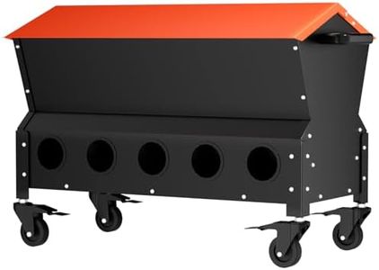 Yhhdjc Heavy Duty Chicken Feeder 120 lbs Large Capacity, Metal Automatic Poultry Feeding Box with Waterproof Lid, Raised Standing Feeder with Wheels for Hens & Roosters, Portable & Easy to Move