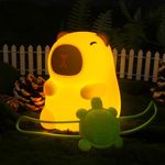 Joollurm Capybara Night Light, Cute Animal Soft Silicone Touch Lamp with Dimmable, Rechargeable Bedroom Lights, Nightlight for Children Nursery Decoration, Adorable Gift for Children Women Teen Girls