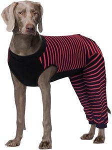 Kuoser Dog Recovery Suit with Anti Licking Rear Leg Sleeve, Red 4XL
