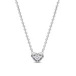 Pandora Radiant Heart & Floating Stone Pendant Collier Necklace - Sterling Silver - No Box