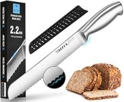 Walfos Bread Knife, Stainless Steel Serrated Bread Slice Knife, Ultra-Sharp, One-Piece Design Ergonomic Handle and 8-Inch / 20cm Blade, Ideal for Slicing Bread, Bagels, Cake