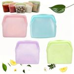 Everbag Silicone Storage, Reusable Silicone Food Storage Bags, BPA-Free Ziplock Food Storage Containers, Microwave, Dishwasher & Oven Safe (4PCS)
