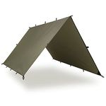 AquaQuest Defender Camping Tarp - Heavy Duty Tent Shelter or Rain Fly - Waterproof Camping Essentials for Hiking, Bushcraft & Hammock, 13 x 10 ft, True Terrain