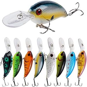 YONGZHI Fishing Lures Shallow Deep Diving Swimbait Crankbait Fishing Wobble Multi Jointed Hard Baits for Bass Trout Freshwater and Saltwater, Type A -deep Diving crankbaits-8pcs