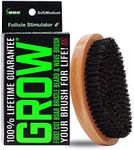 GROW First Cut Boar Bristle Beard & Wave Brush for Men 360 - Beard/Hair Growth Follicle Stimulator - Exfoliate - Detangle - Moisturize - Improve Circulation & Blood Flow (USA)