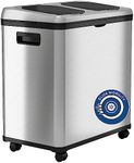 iTouchless 16 Gallon Touchless Trash Can Bin with Wheels, Stainless Steel, Compartment (8 Gal Each), Kitchen Recycling and Garbage, Silver, Sensor, Dual 16 Gal