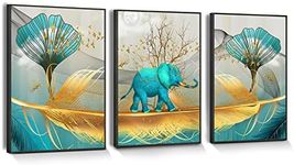 hyidecorart Black Framed Wall Decor for Bedroom Elephant Painting Canvas Wall Art for Living Room Pictures for Bathroom 3 Pieces Set Dining Room Office Kitchen Prints for Home Decorations