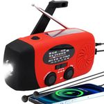 2023 Upgrade Echainstar Portable Solar Radio with AM FM NOAA, Emergency Hand Crank Solar Radio 2000mAh, Survival Hurricance Gear 3 LED Flashlight, USB Phone Charger for Camping (Red)