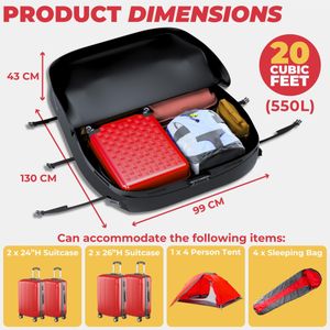 GADLANE Car Roof Bag, 20 Cubic Feet – Waterproof Cargo Carrier